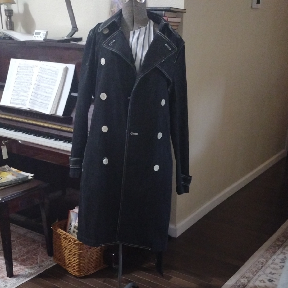Ladies Ralph Lauren  Black Denim  Double-Breasted Coat